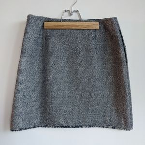 Blue Tweed Mini Skirt With Pockets